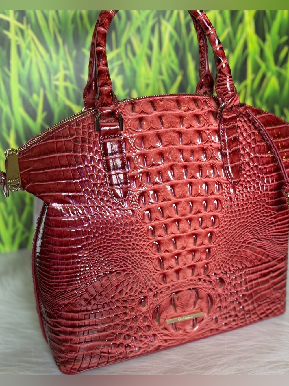 Brahmin Large Duxbury Coquette Ombre NWT Vintage Red /Tipping EYE ON EACH SIDE